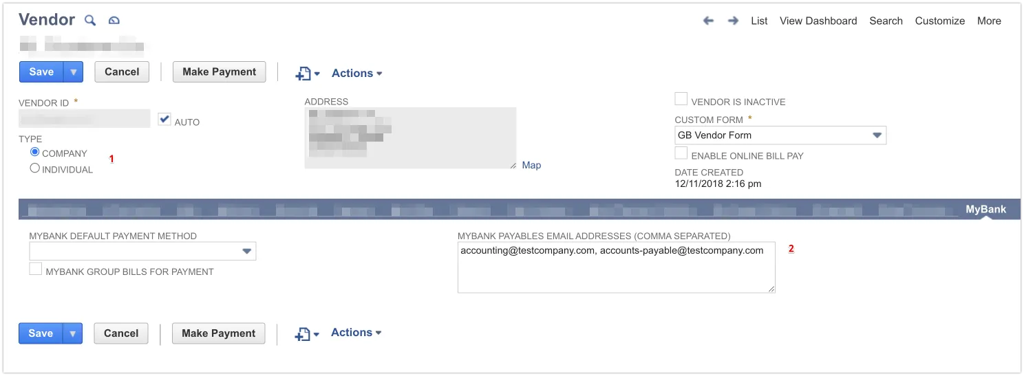 NetSuite Vendor Remittance Field Mapping.
