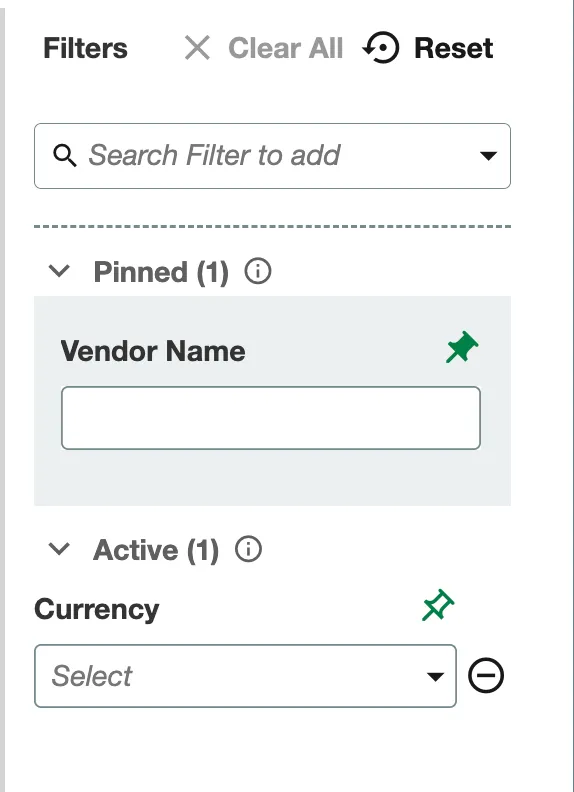 Filters Panel