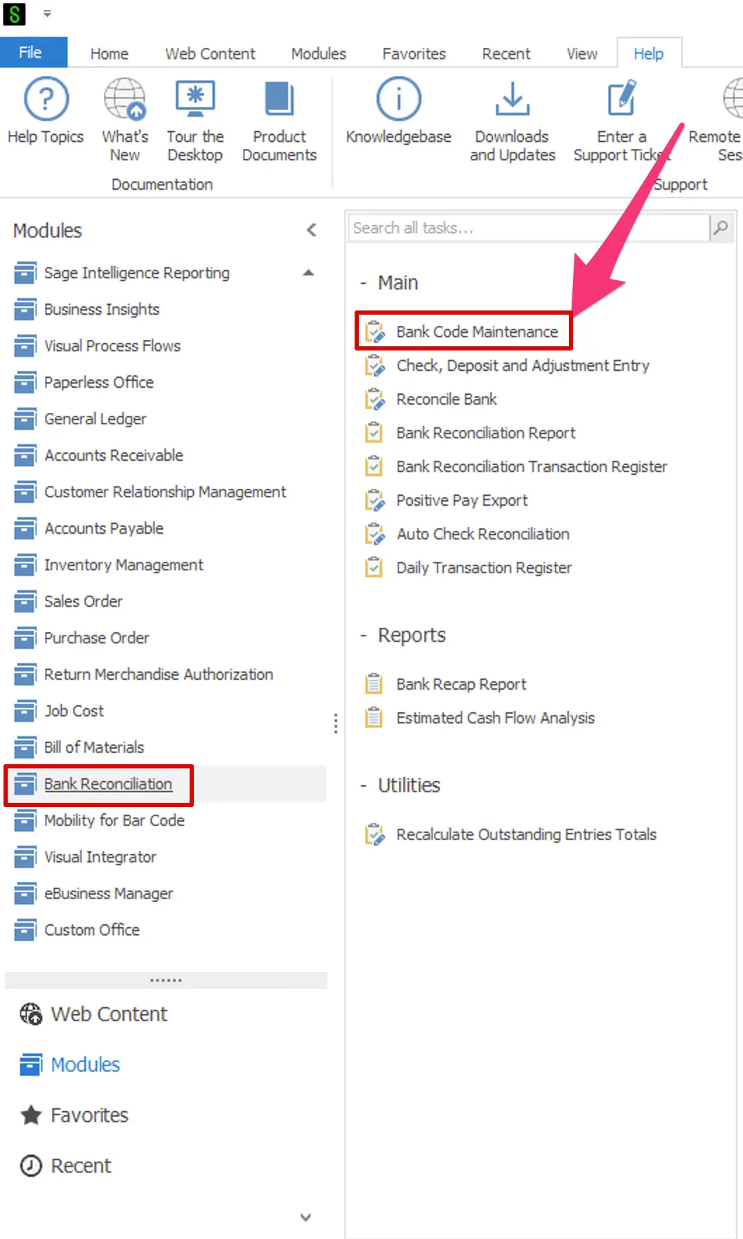 Navigate to "Bank Code Maintenance" Navigate to "Bank Code Maintenance"