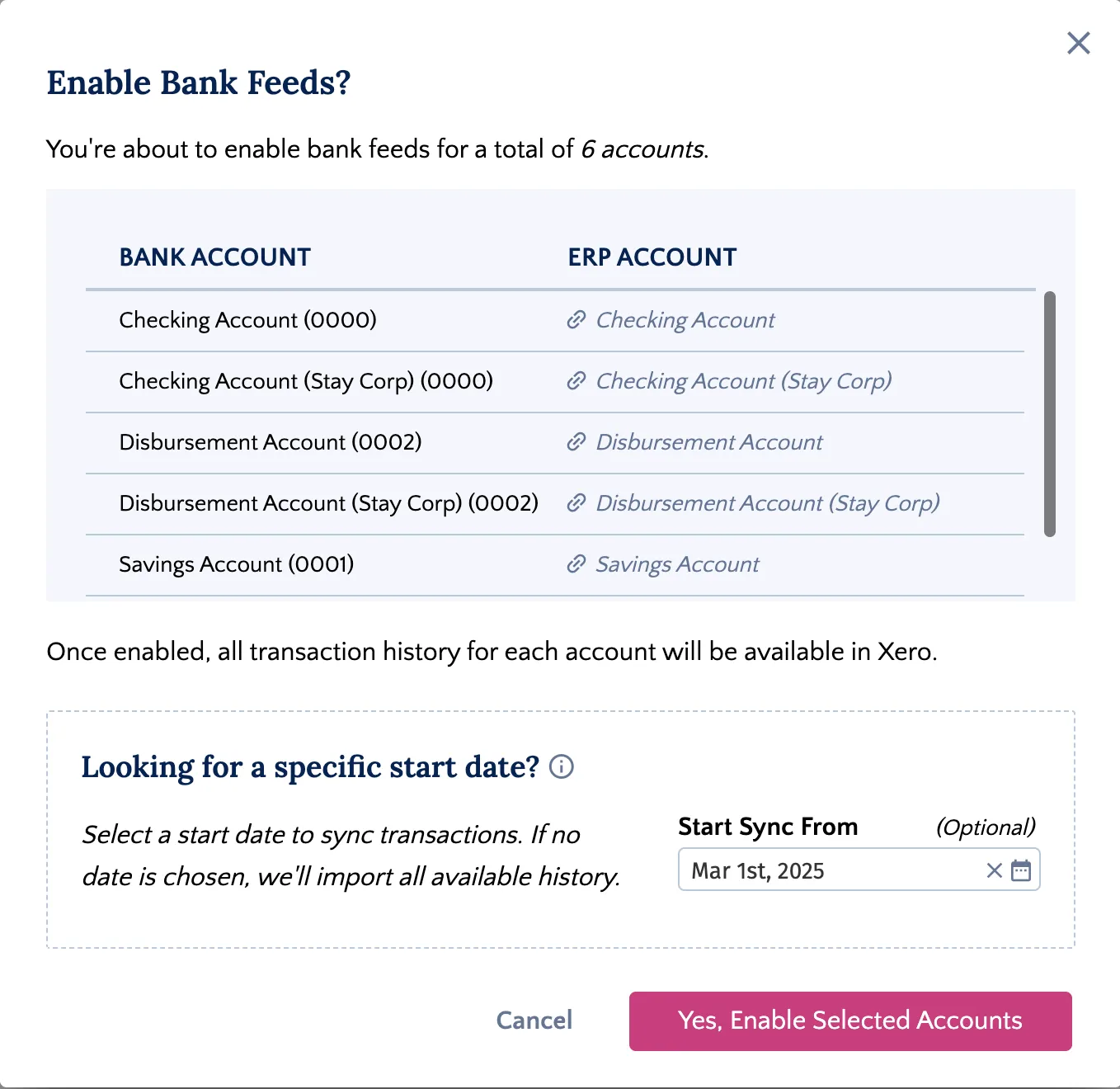 Select Sync Date