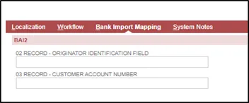 Bank Import Mapping tab
