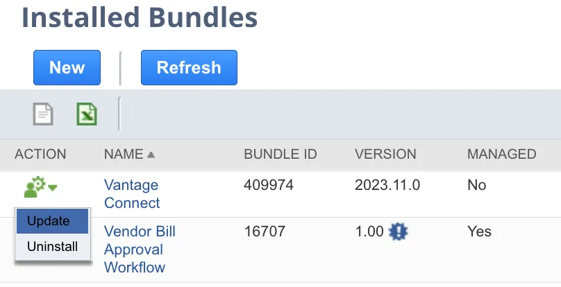 List of installed bundles