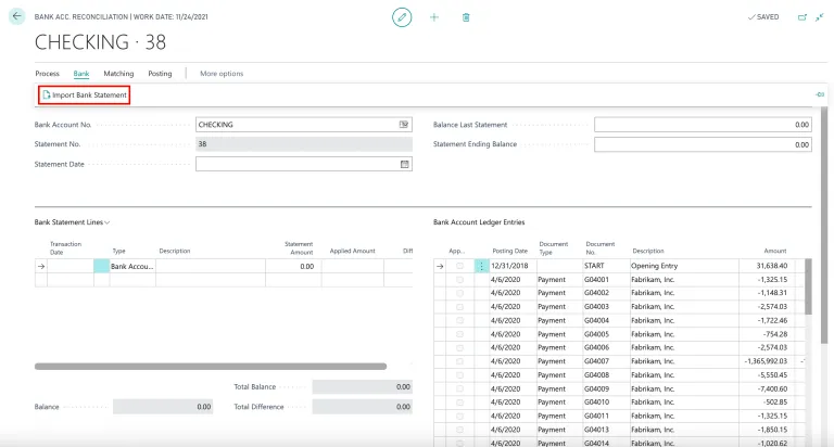 Select Import Bank Statement Select Import Bank Statement