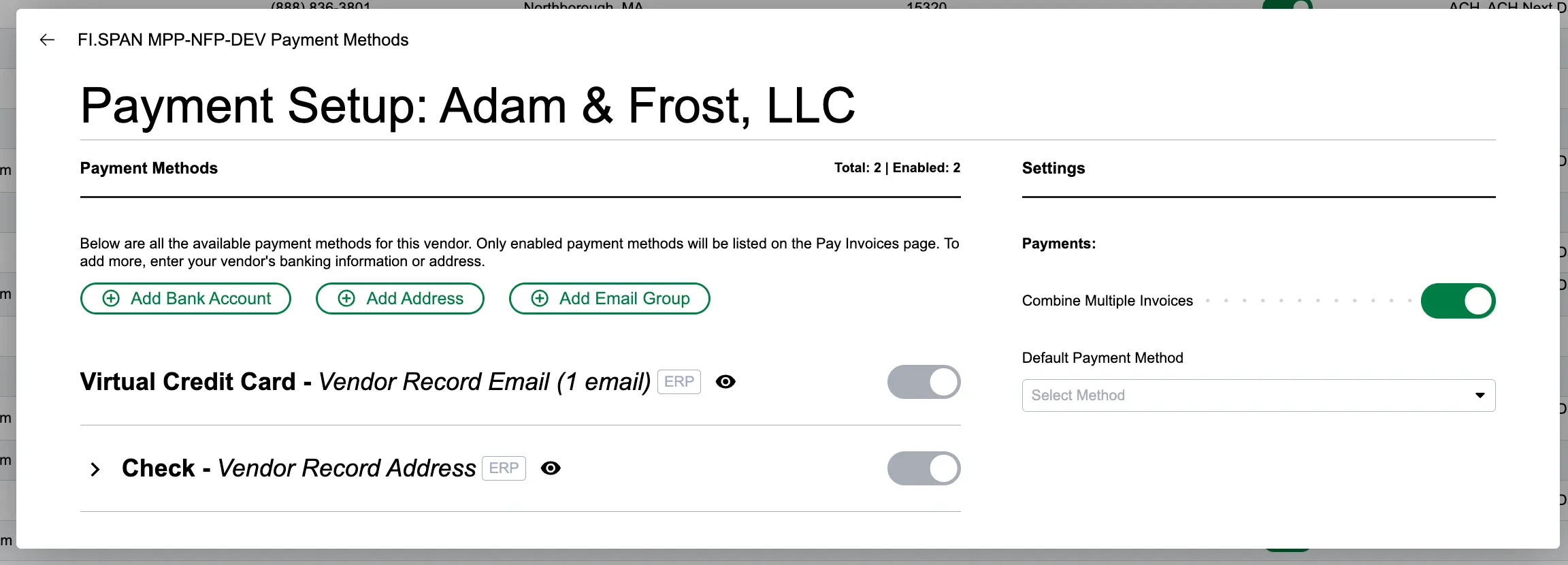 Click "Add Bank Account"