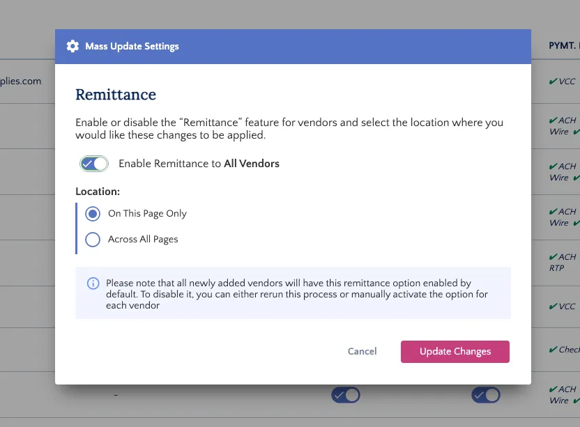 Select Update Changes