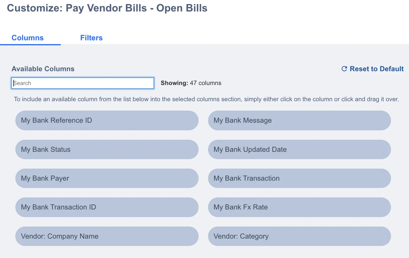 Option 2: Scrolling Through the Available Columns List to Find a Column