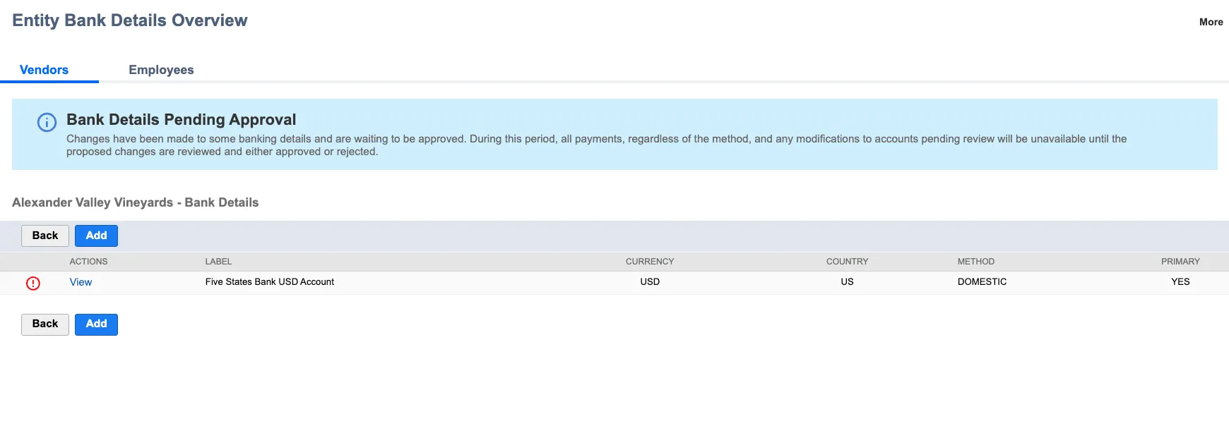 Warning for Pending Changes