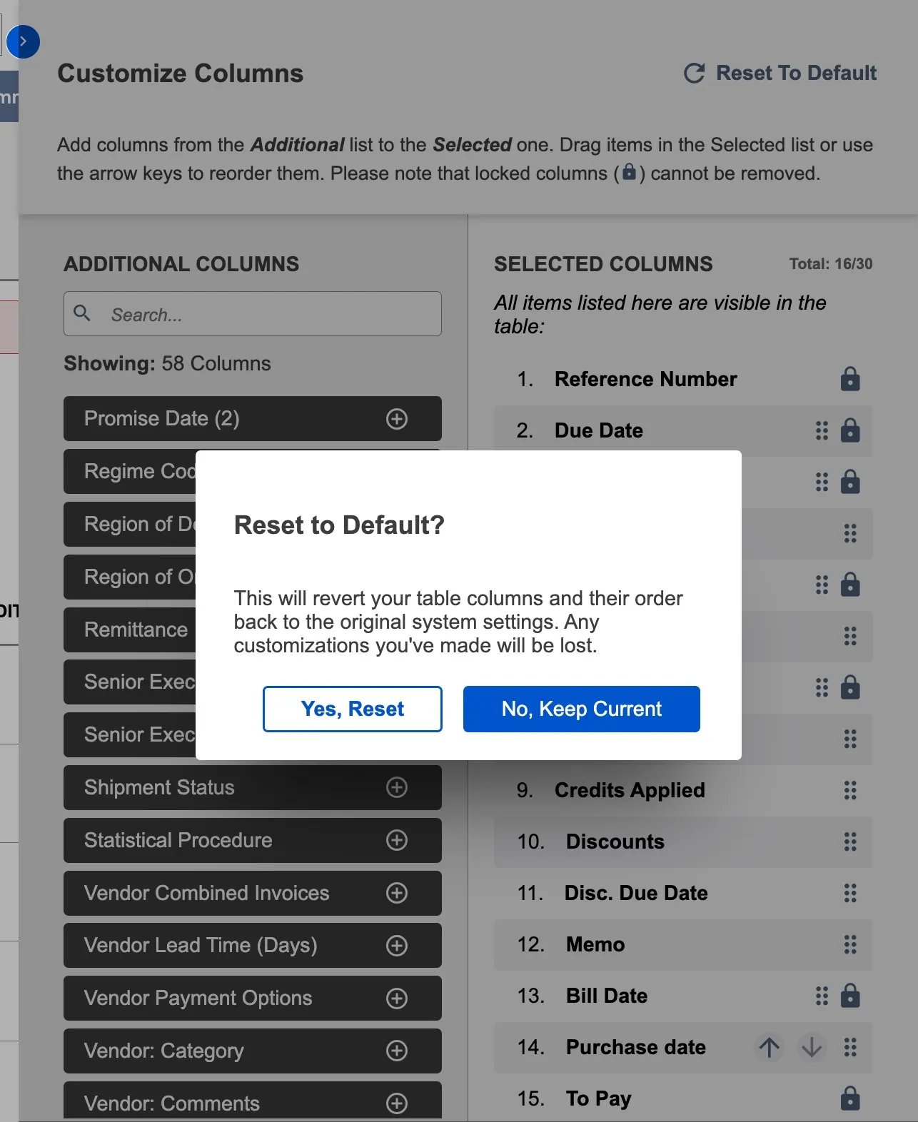 Reset to Default