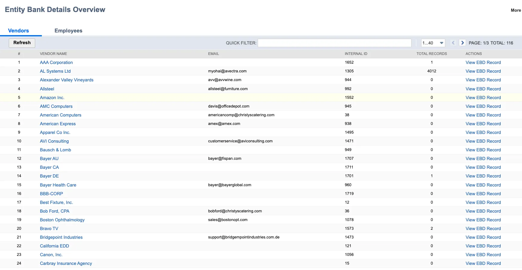 Select a Vendor or Employee