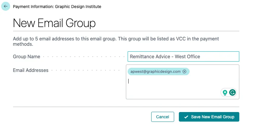 Save New Email Group