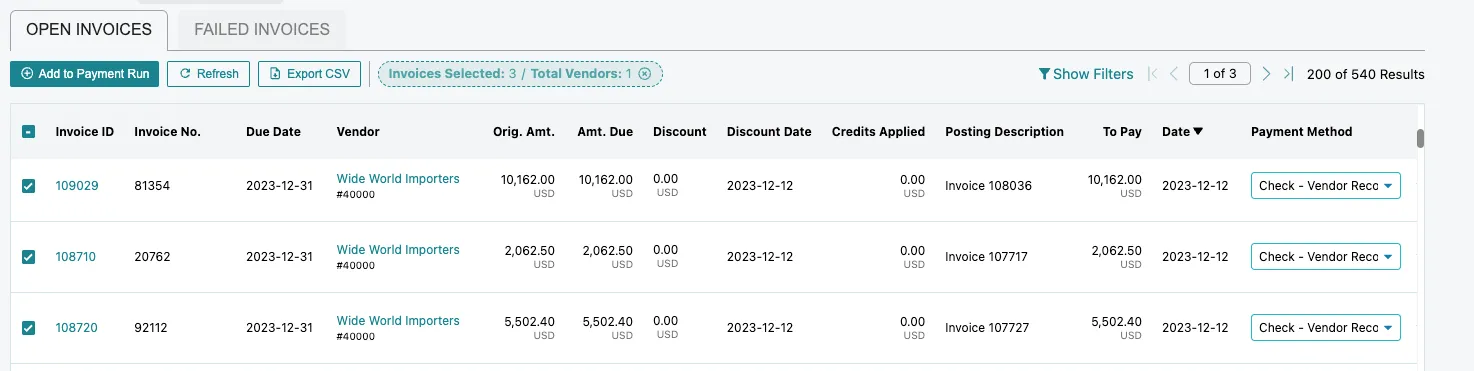 Select Invoices