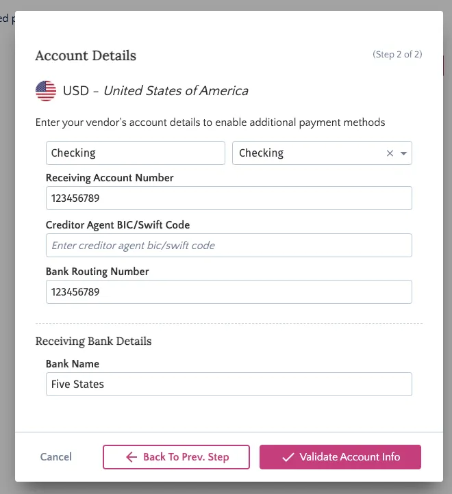 Click Validate Account Info