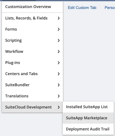 Go to Customization -> SuiteCloud Development -> SuiteApp Marketplace
