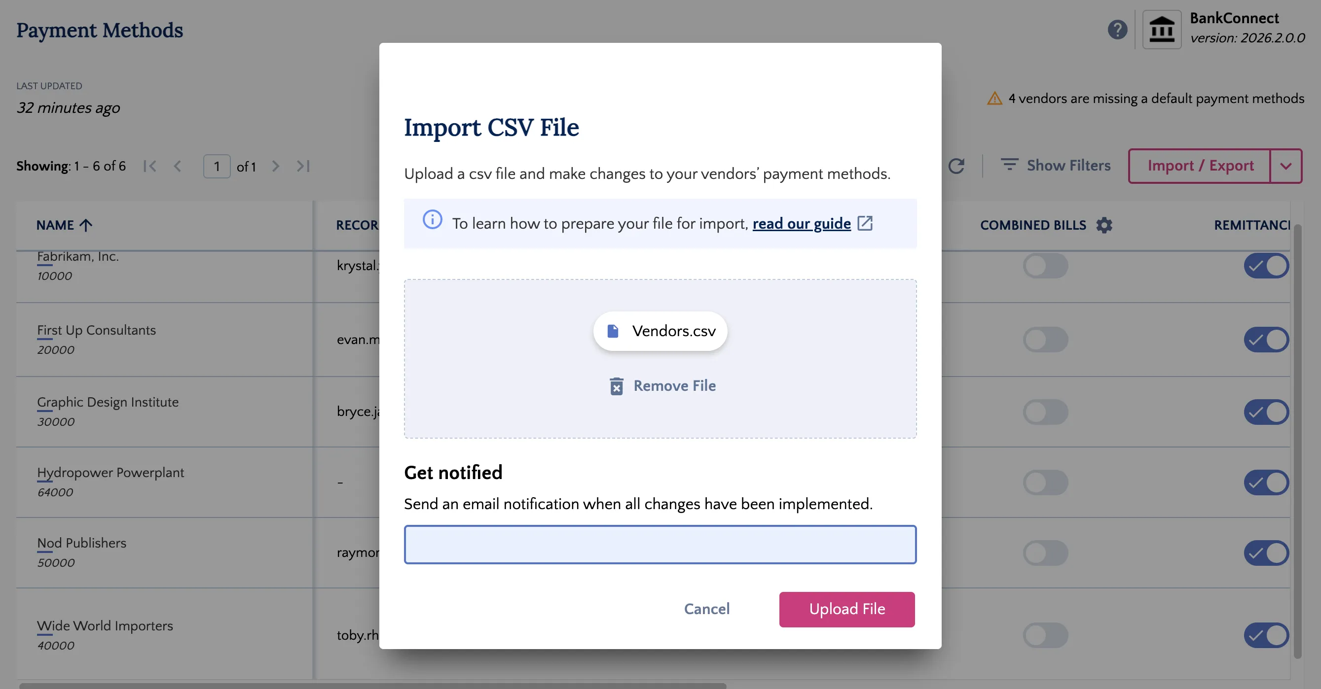 Drop your CSV file here to upload or browse your computer