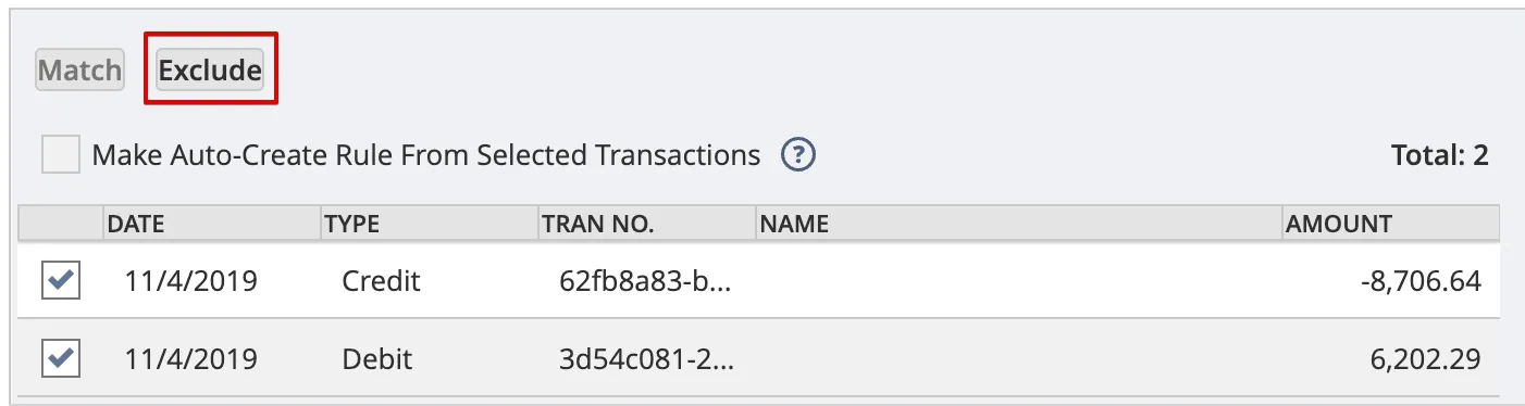 Exclude Duplicate Transaction