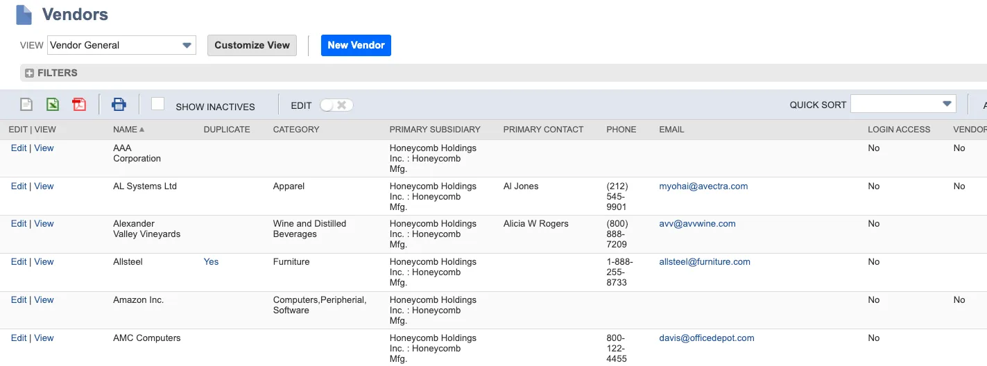 Select the Vendor