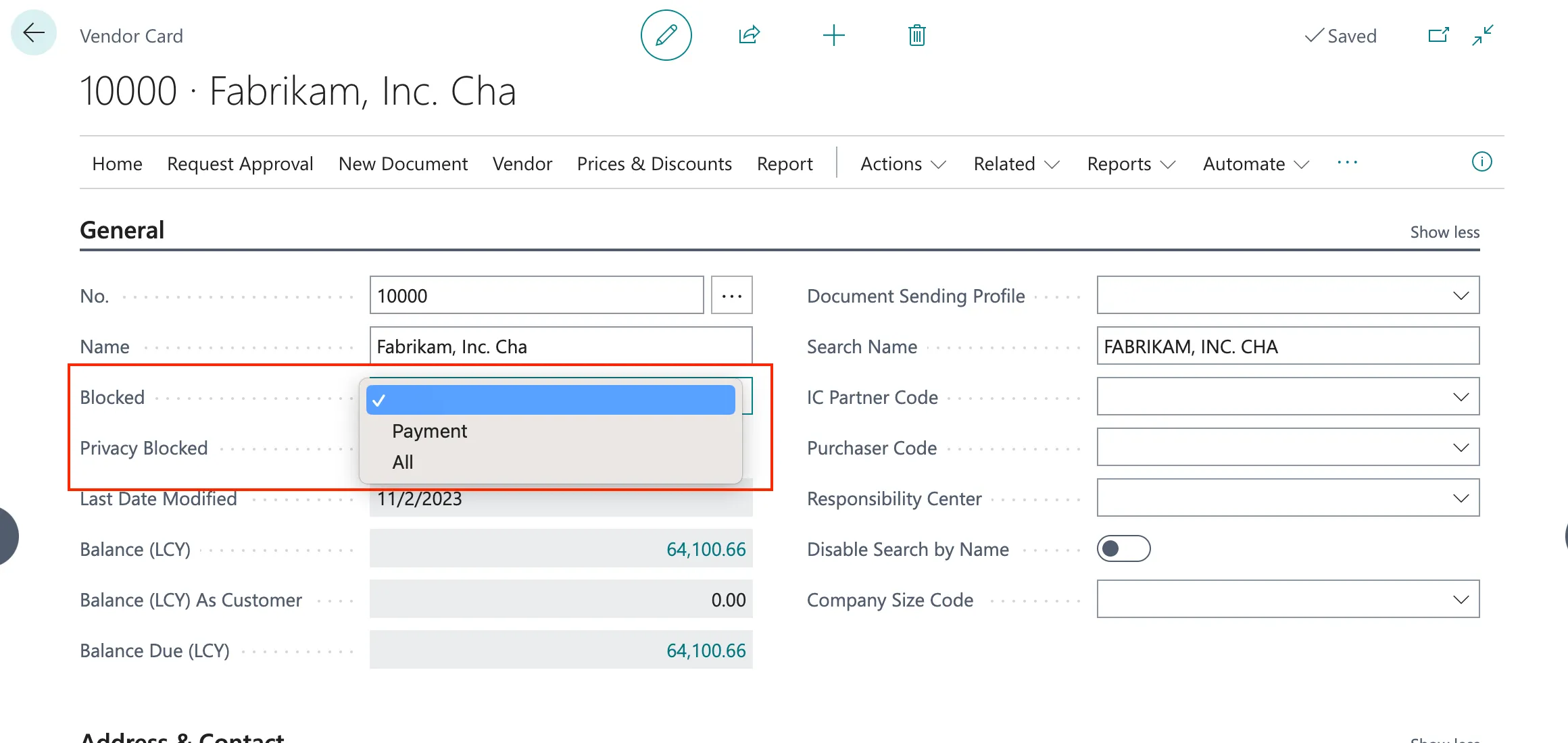 Example Vendor Card