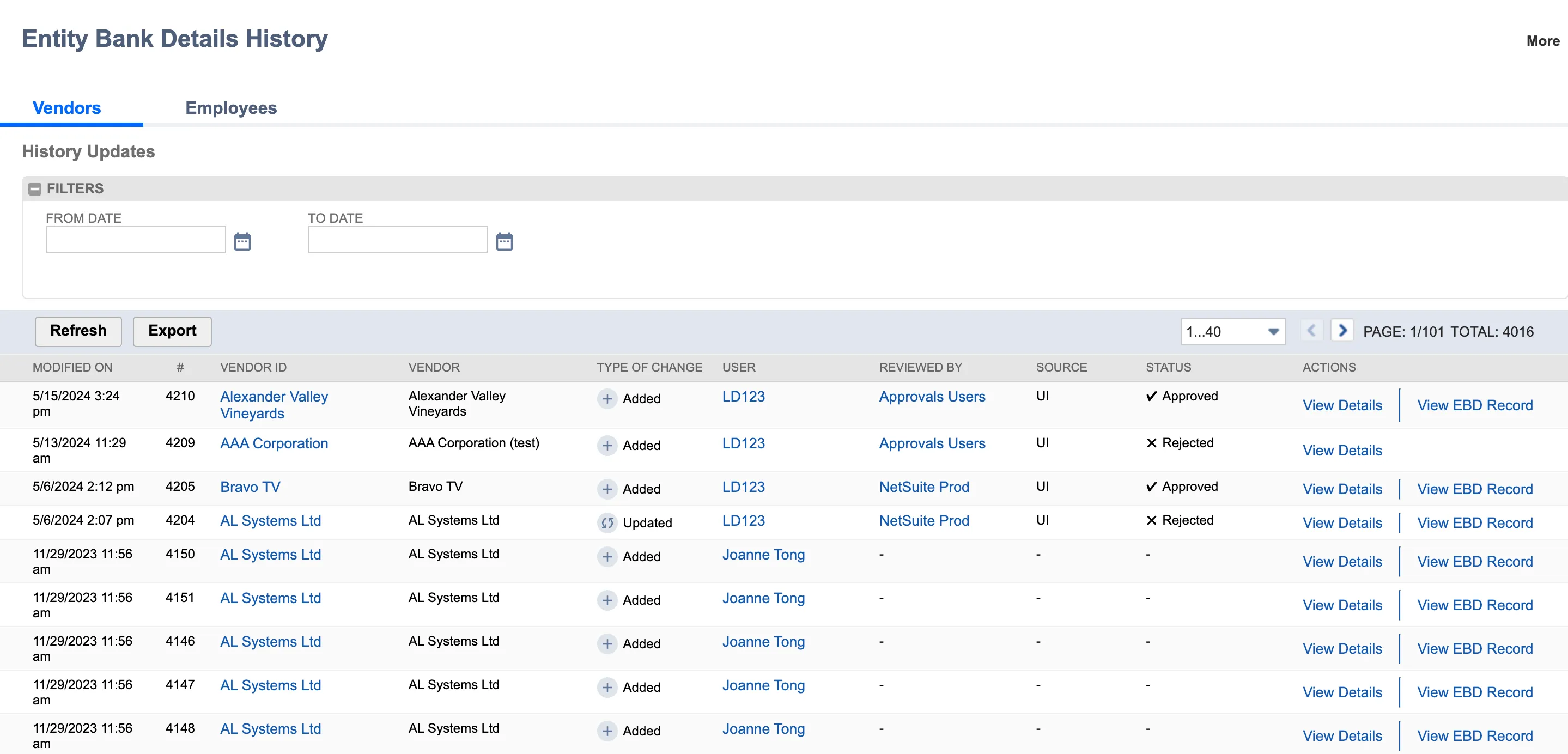 Vendor View