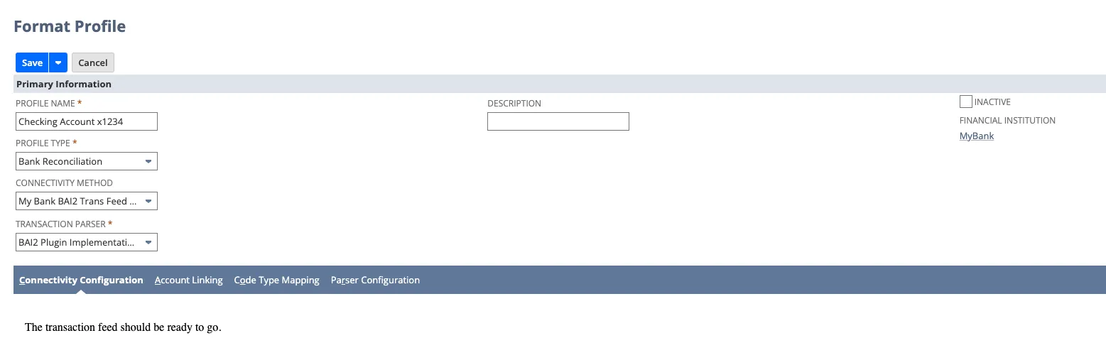 Format Profile page with Primary informartion filled in