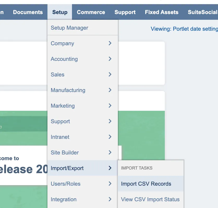 Navigate to Import CSV