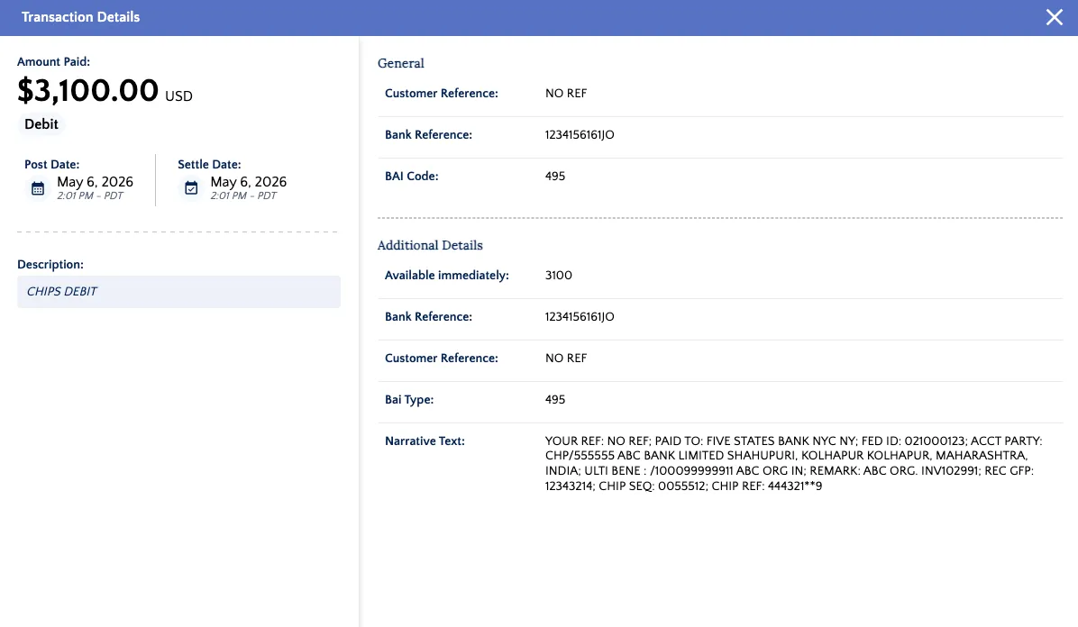 Individual Transaction Details View