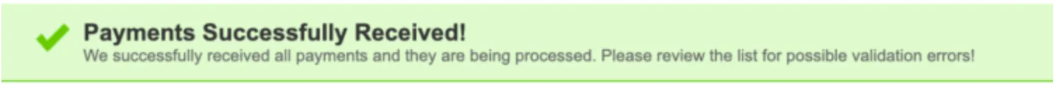 Payments Successfully Received