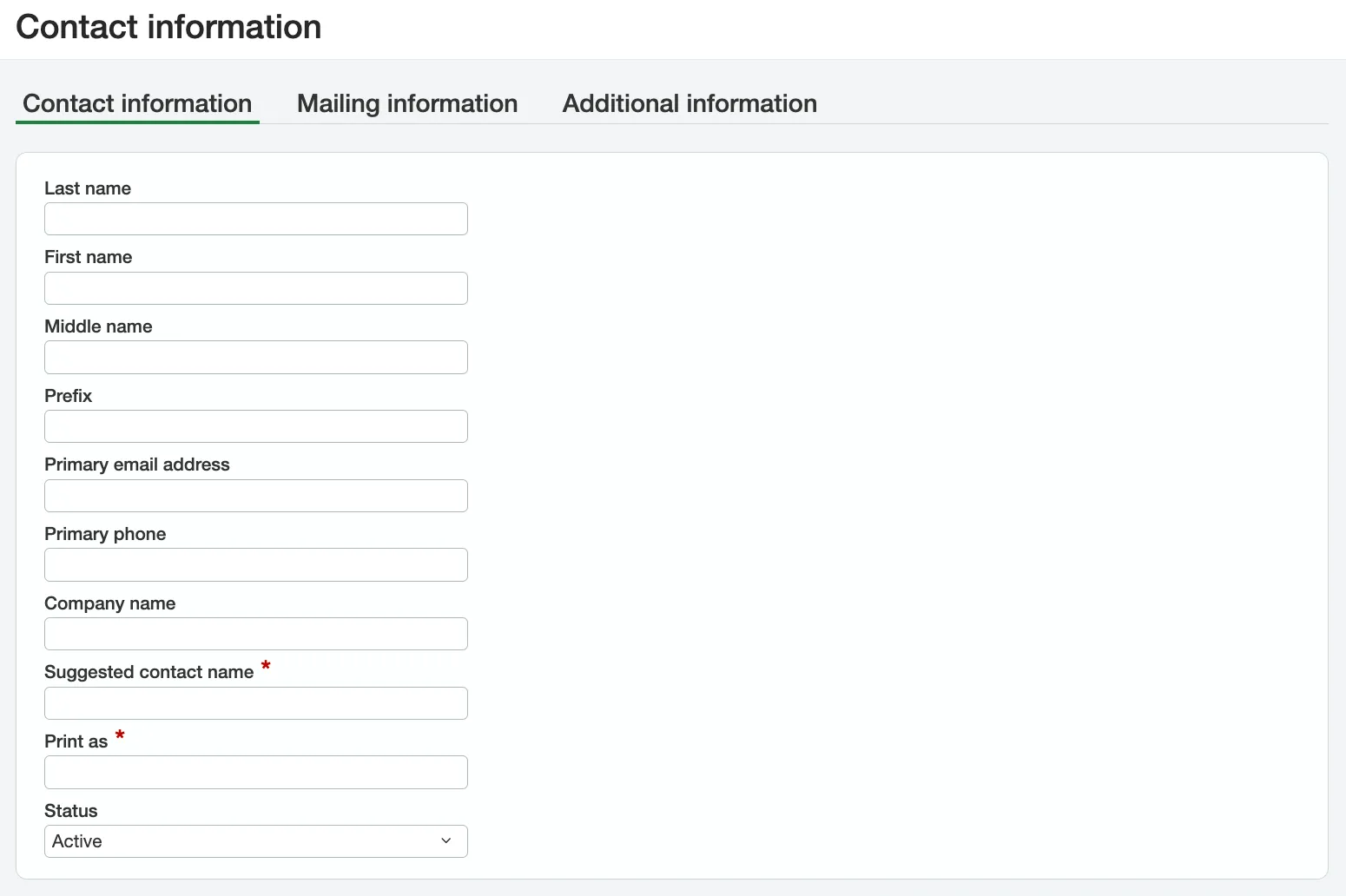 Contact Information window