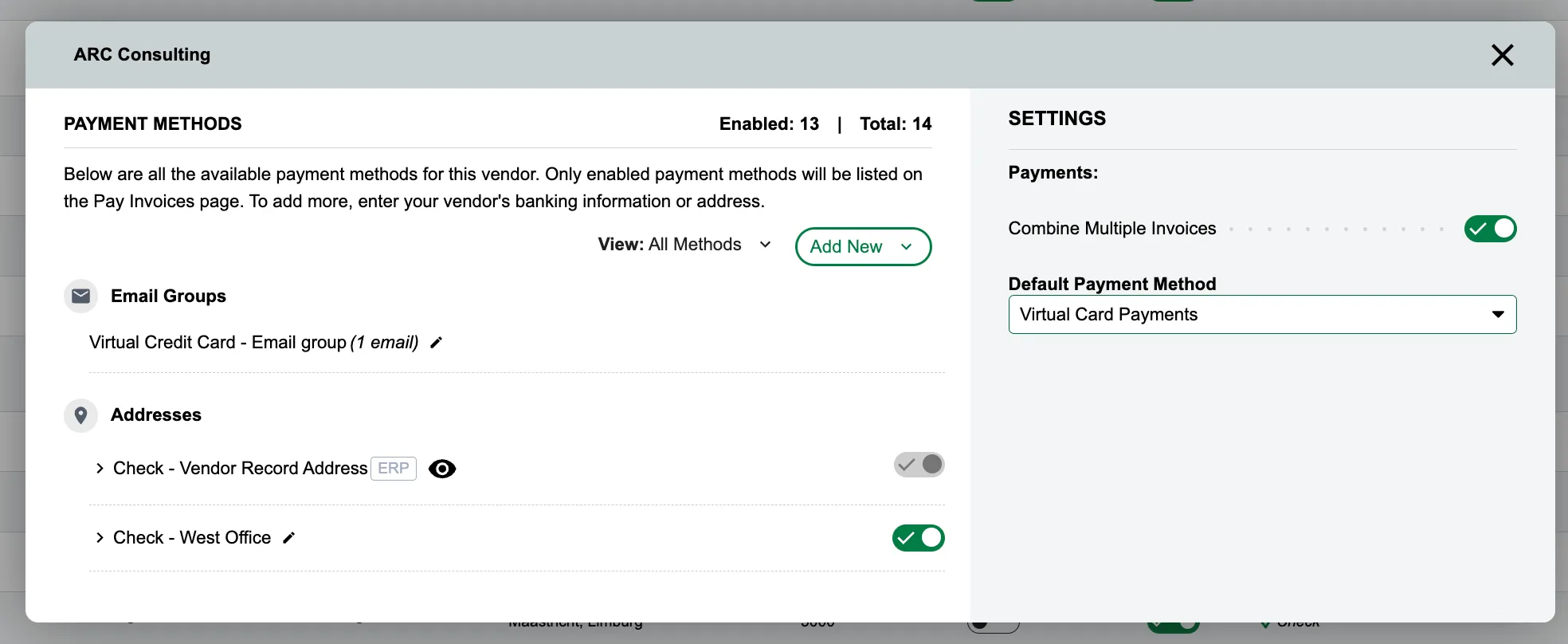 Select Default Payment Method