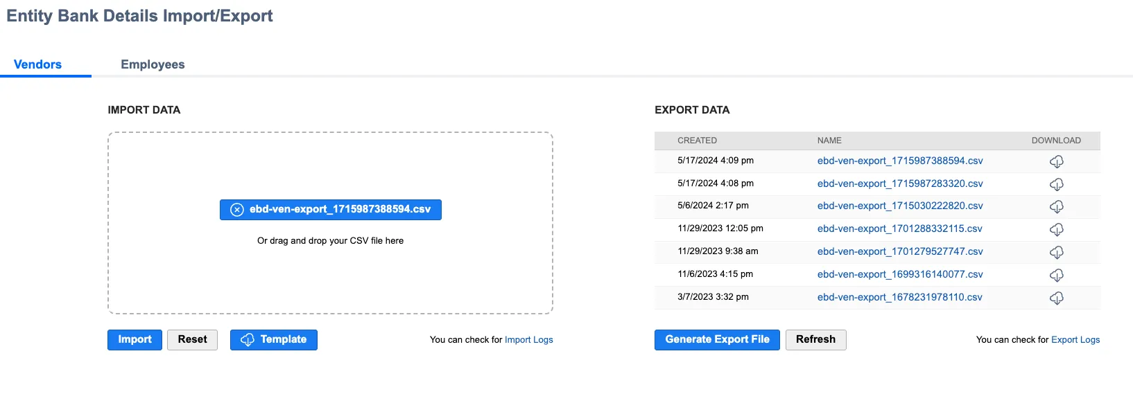 Click Import