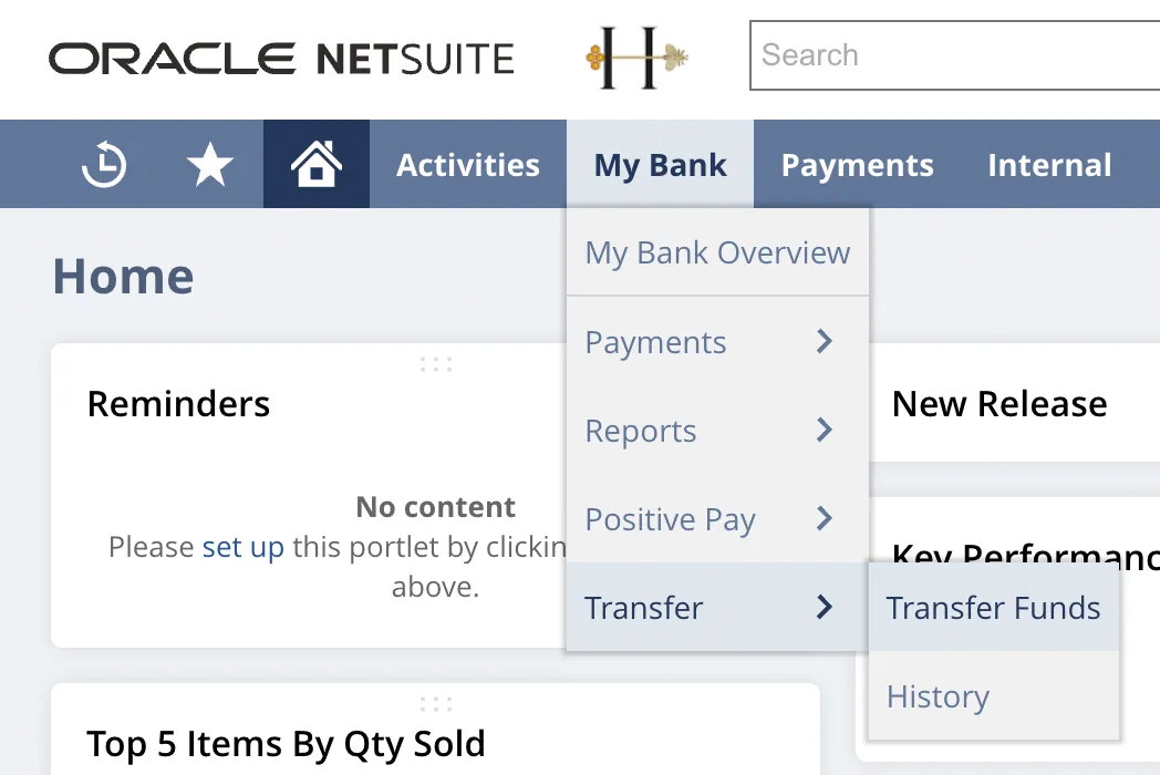 Go to Transfer Funds Page