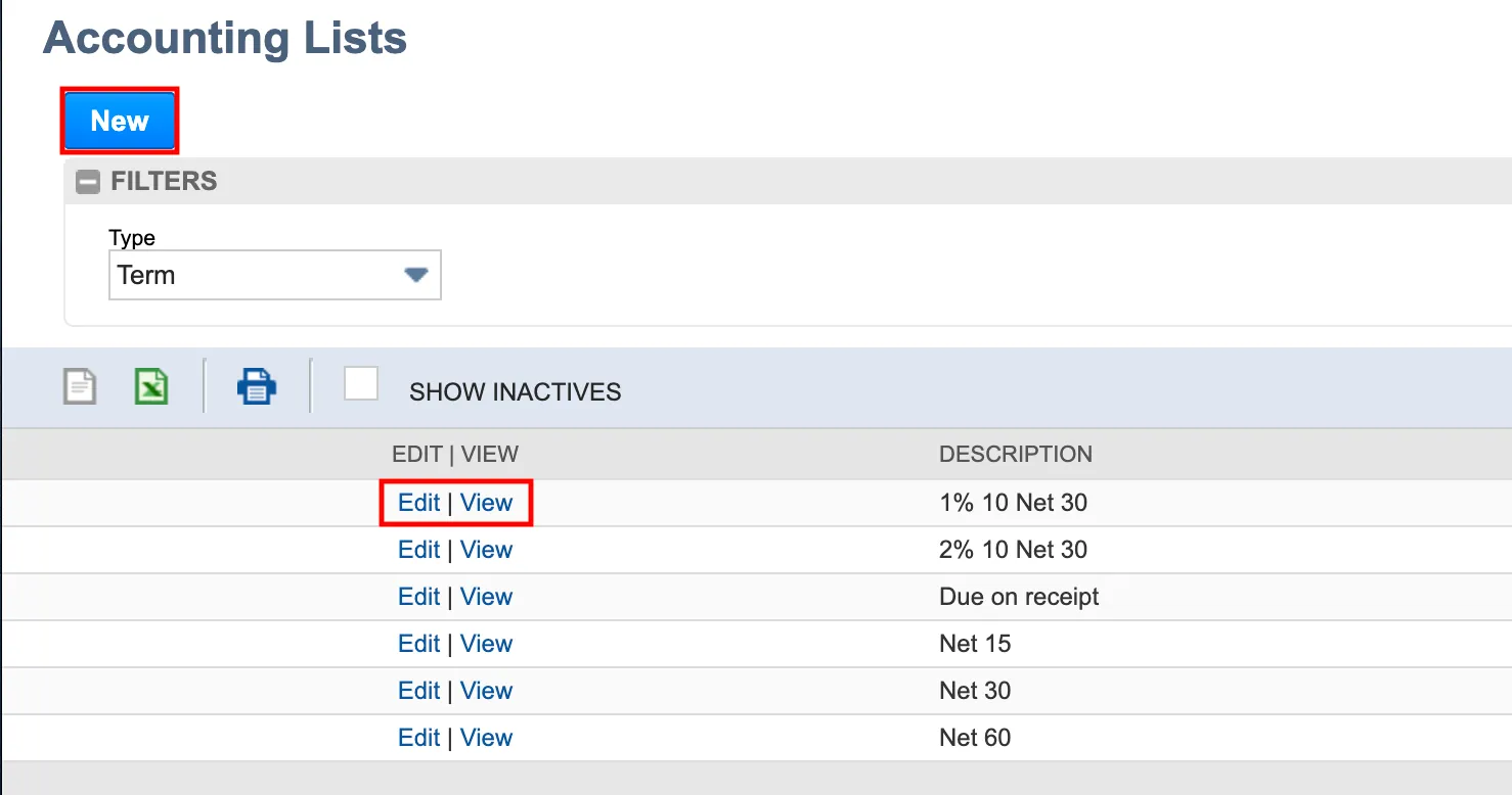 Select Edit | View Term