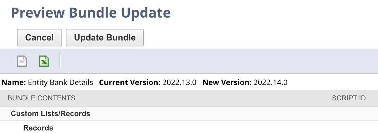 Click "Update Bundle" Click "Update Bundle"