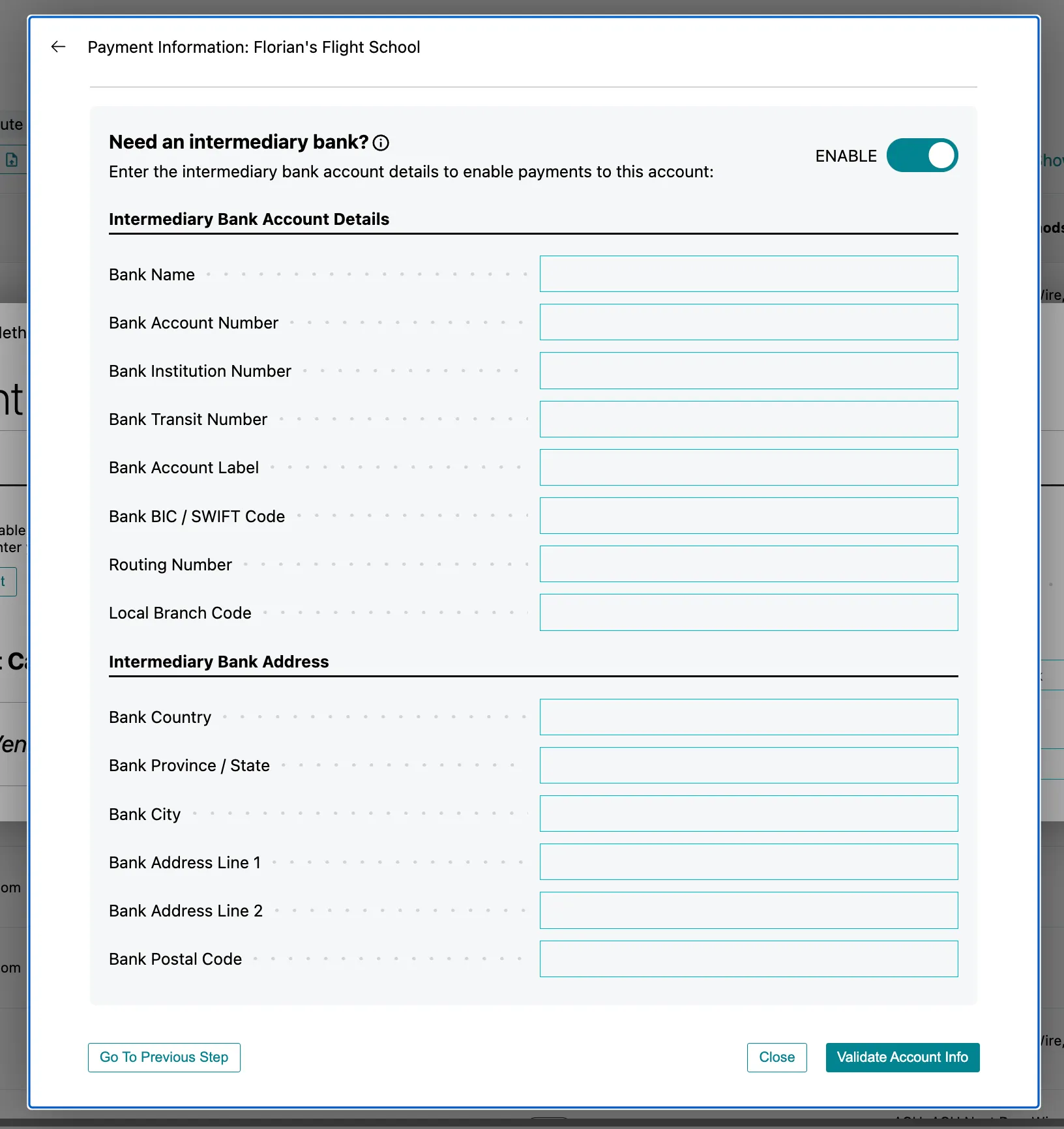 Click Validate Account Info Click Validate Account Info