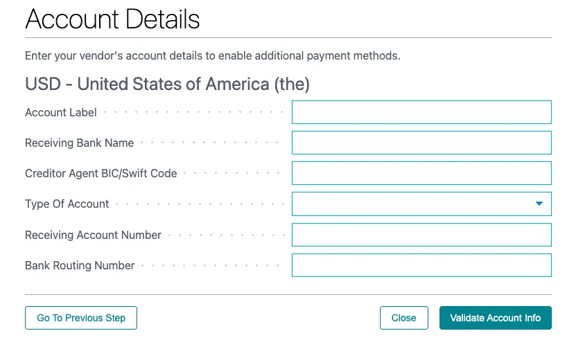 Click Validate Account Info Click Validate Account Info