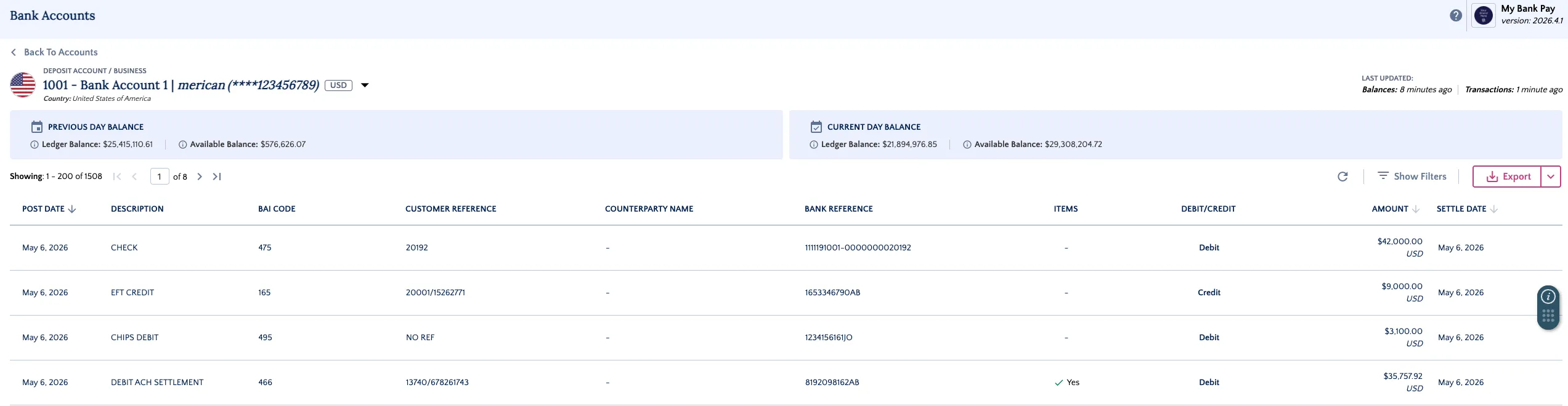 Single Deposit Account View
