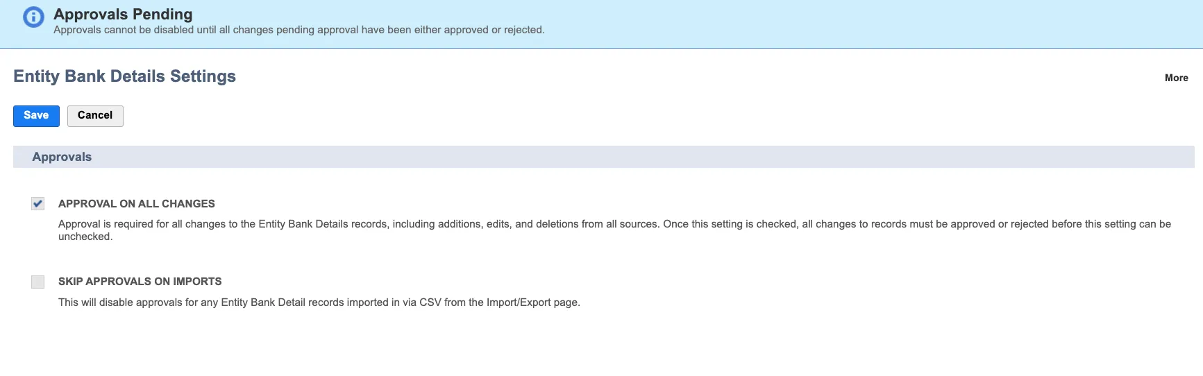 Approve Pending Changes Before Disabling  