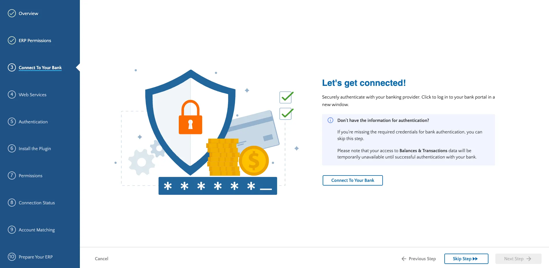 Click Connect To Your Bank