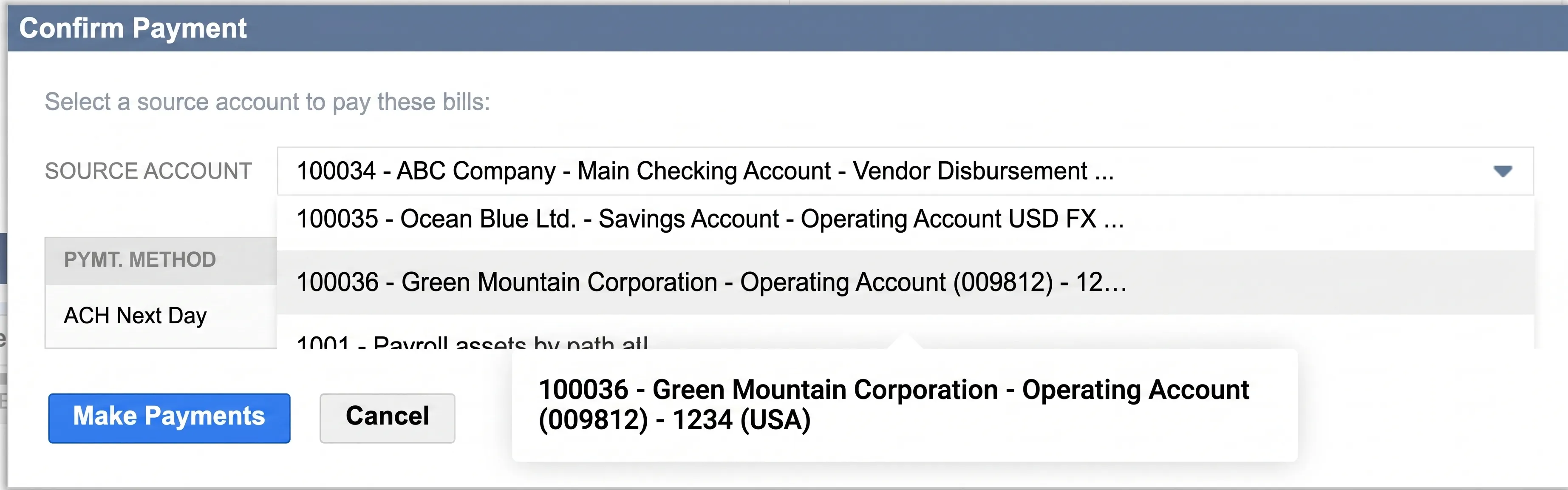 Confirm Payment Pop-up
