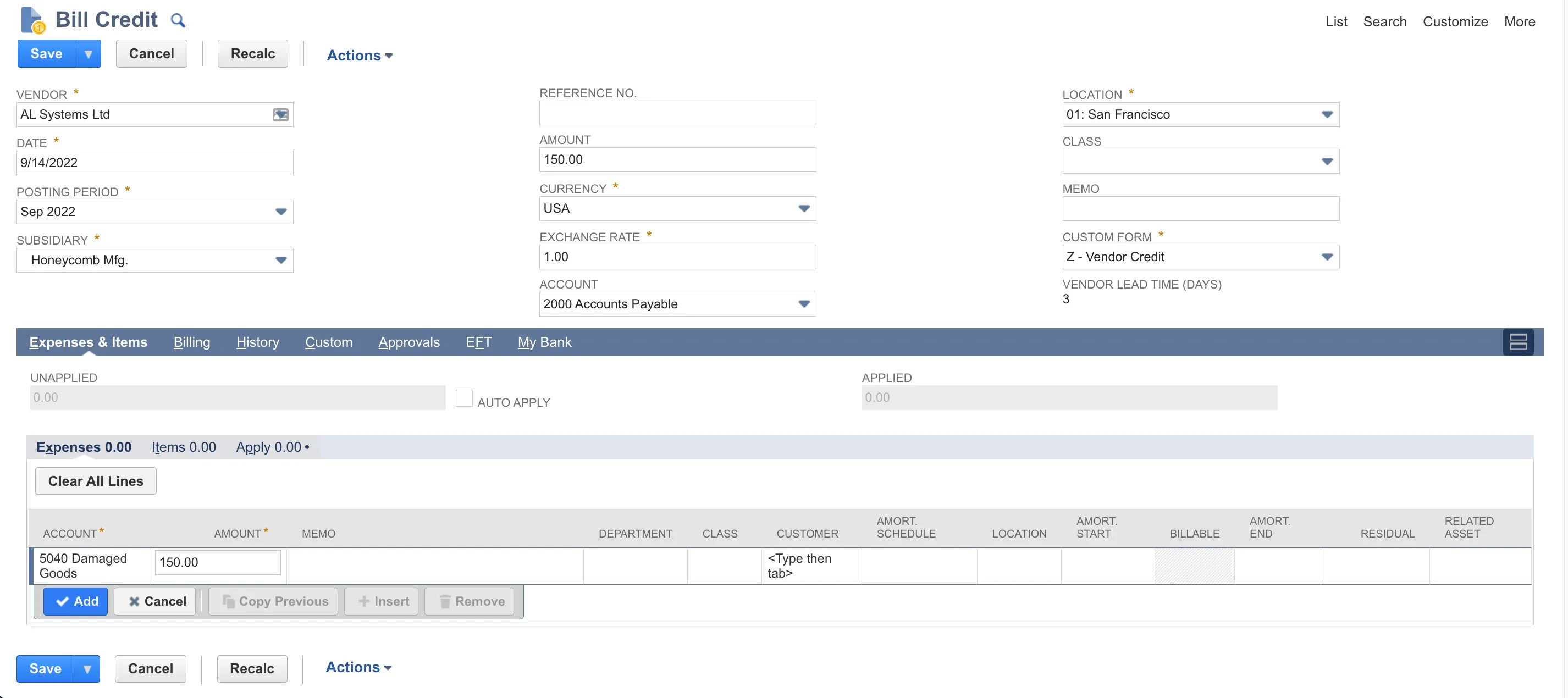 Enter Credit Details