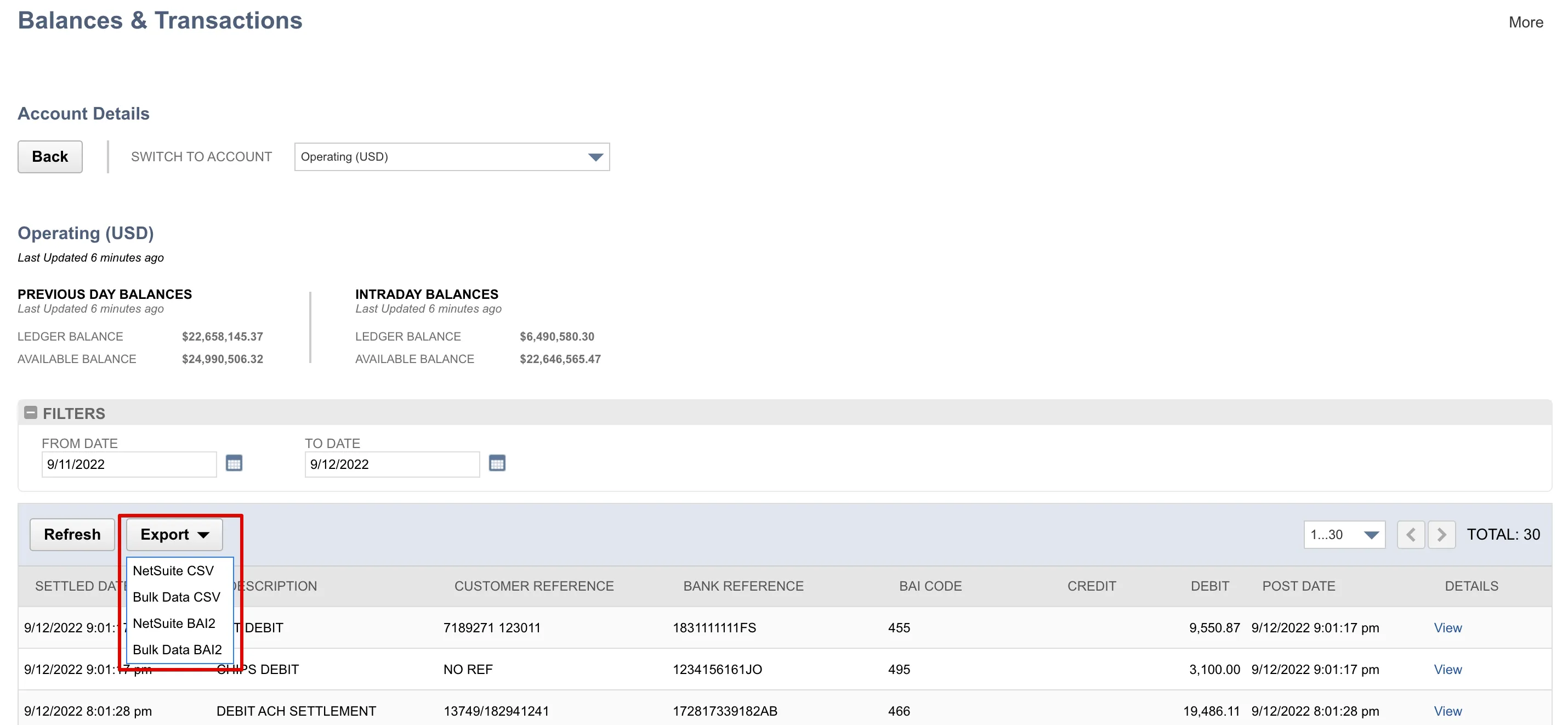 Select Desired Export File Type
