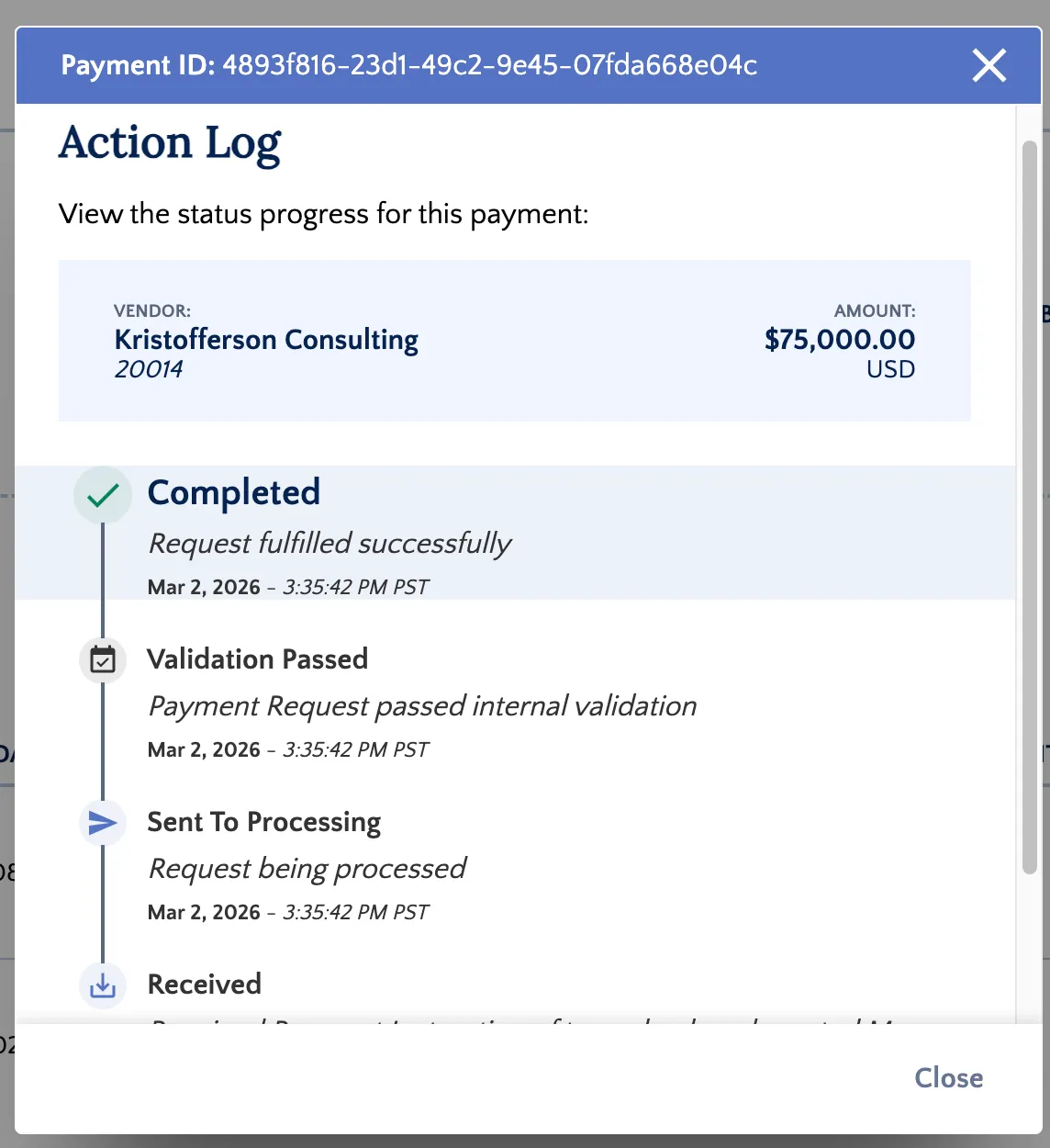 View Action Log