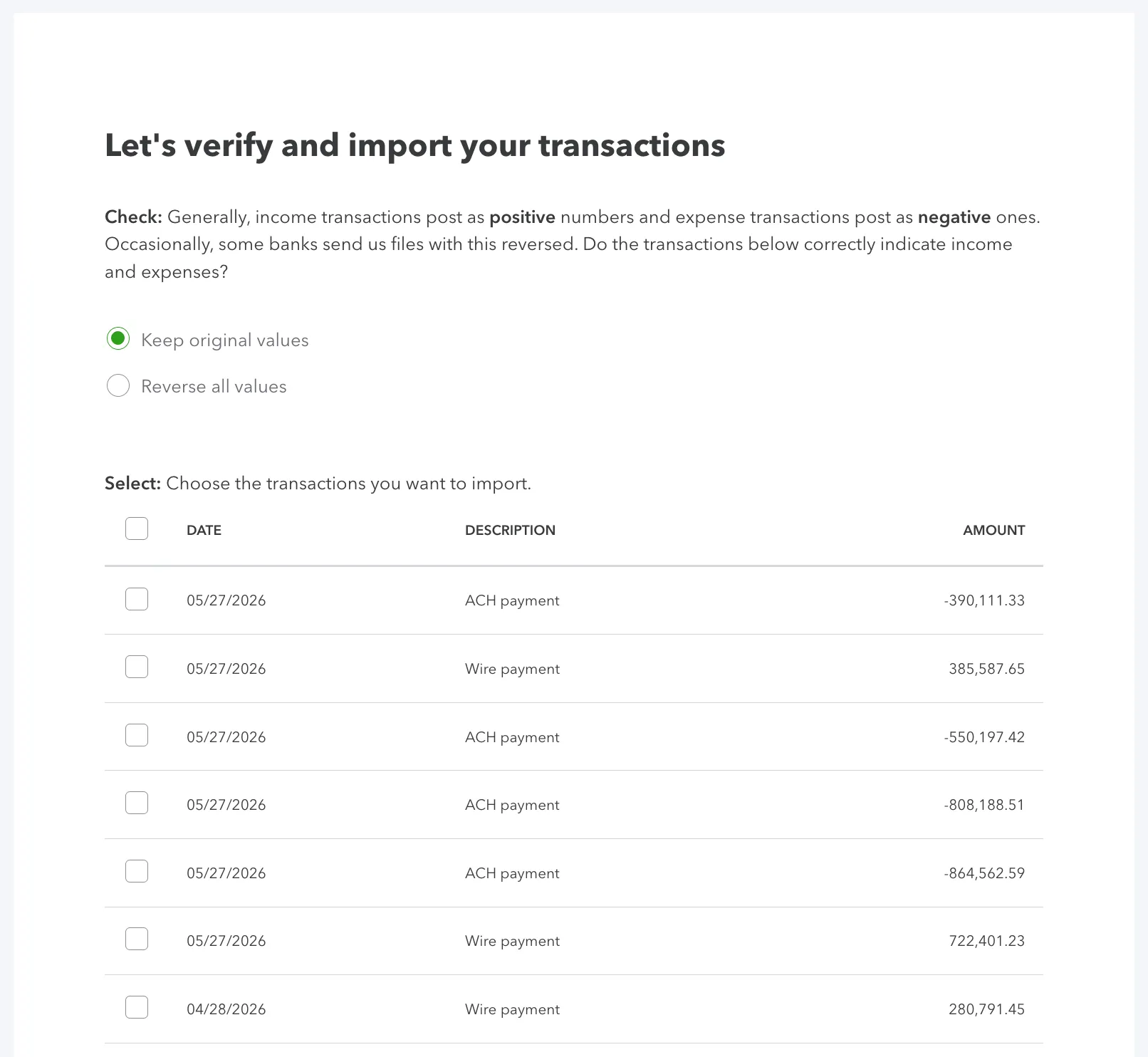 Select Transactions
