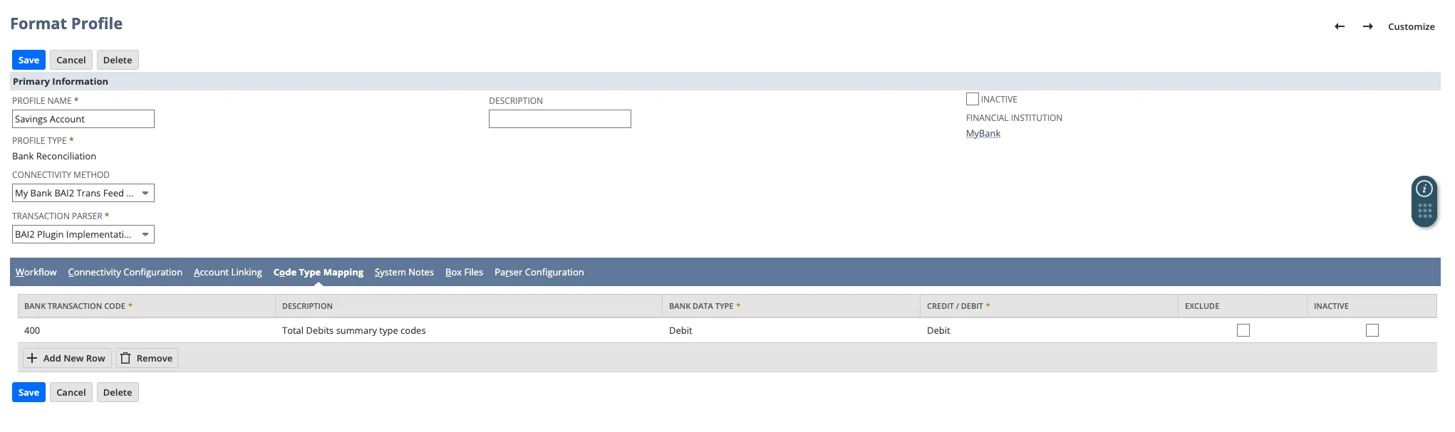 Completed Code Type Mapping