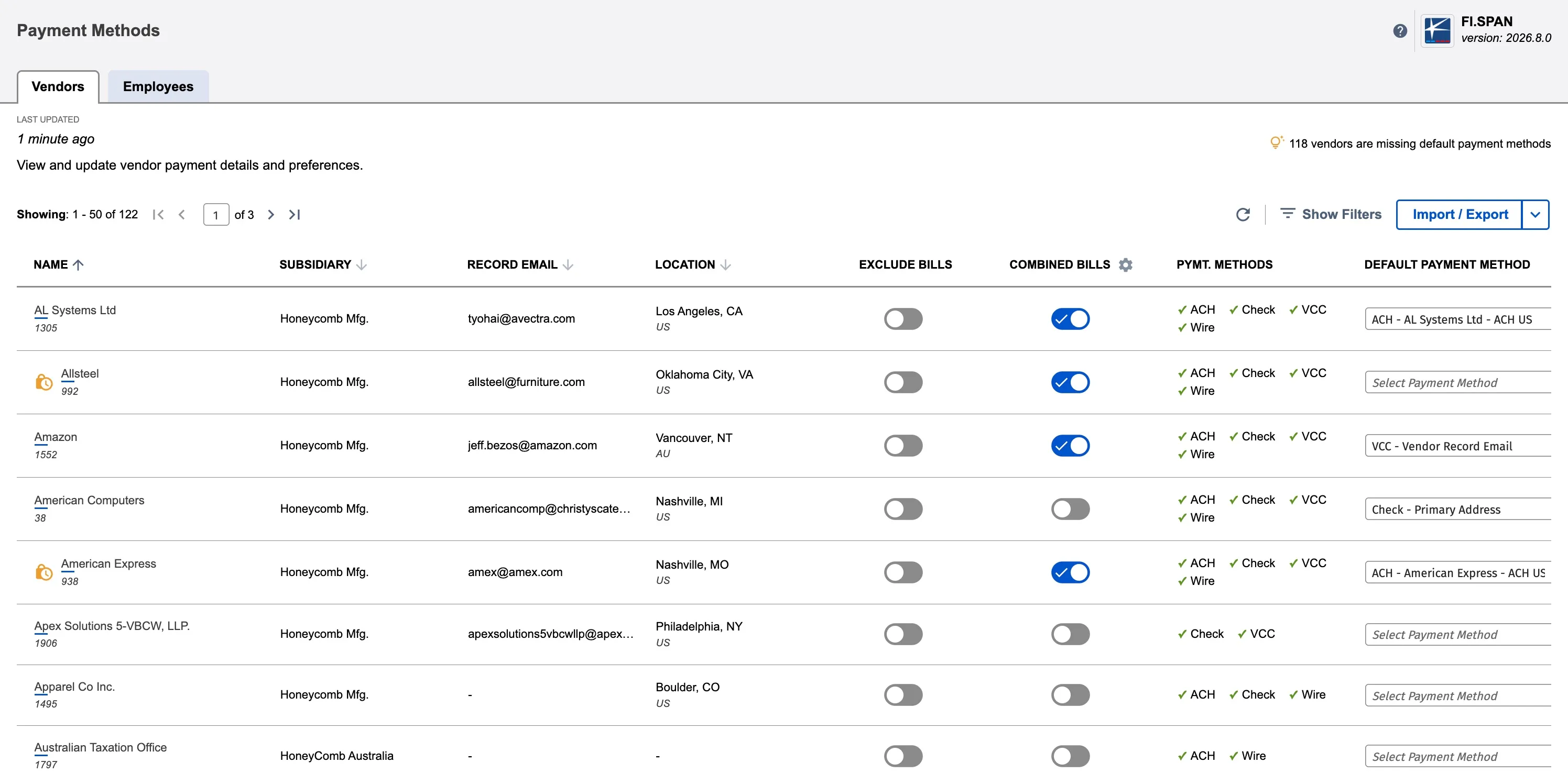 Payment Methods Page