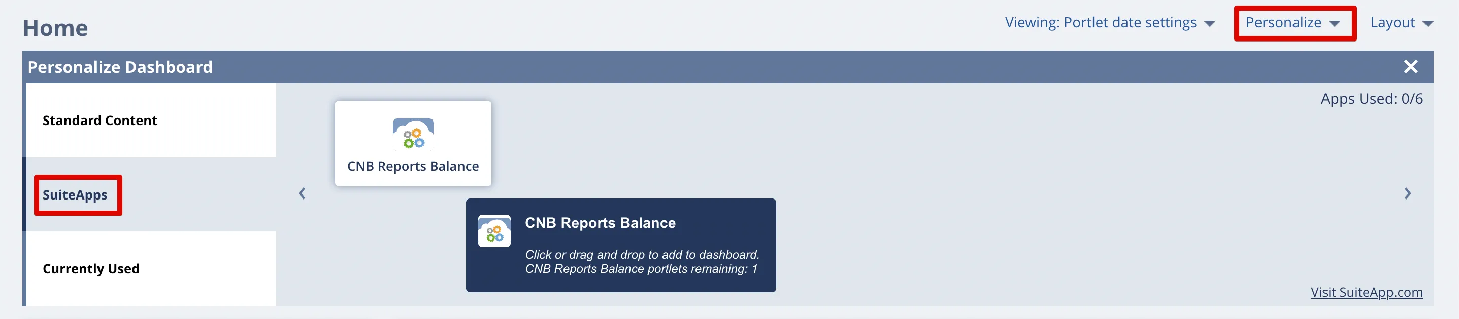 Select CNB Reports Balance
