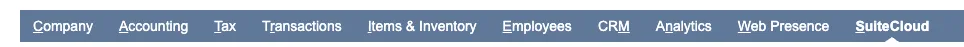 Click on the SuiteCloud navigation header tab Click on the SuiteCloud navigation header tab
