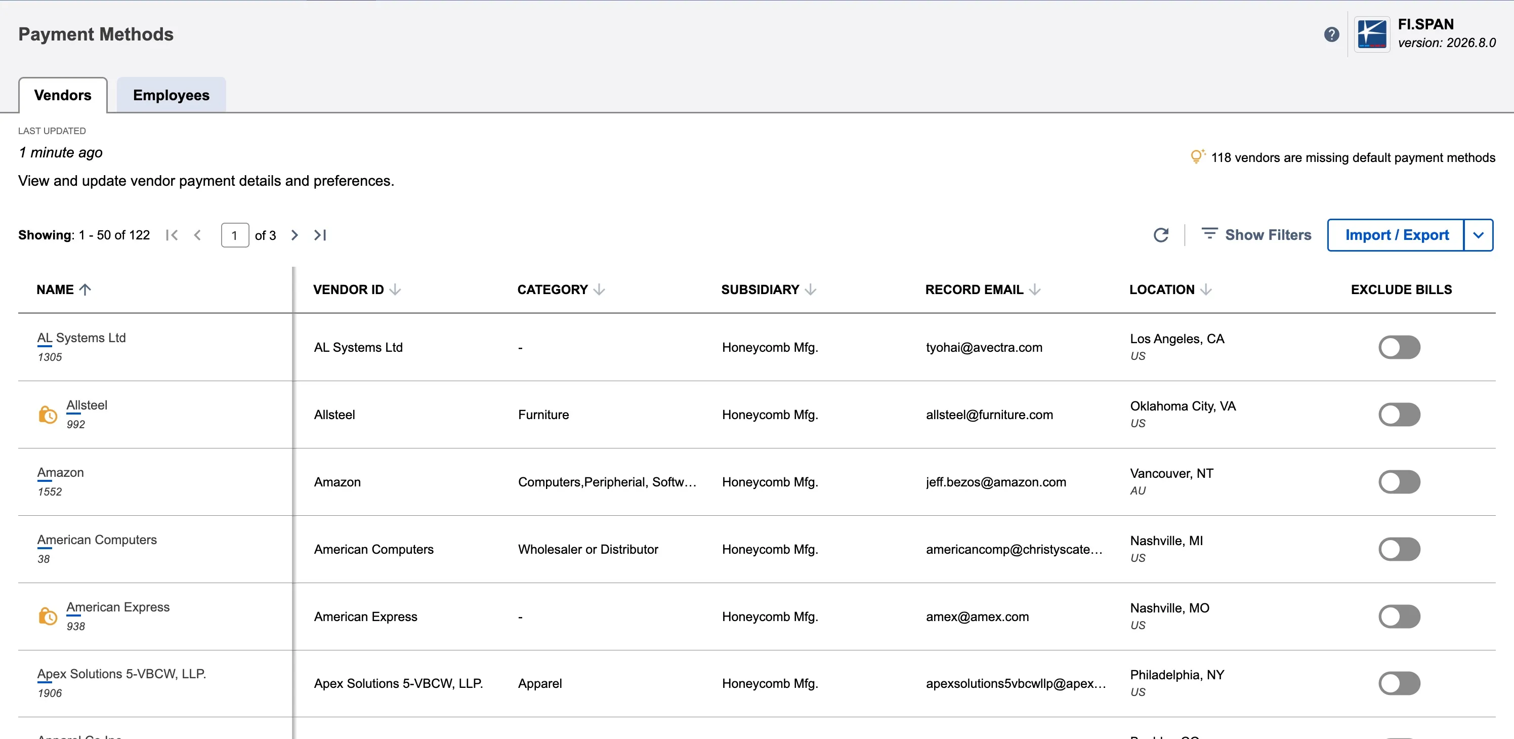 Payment Methods Page