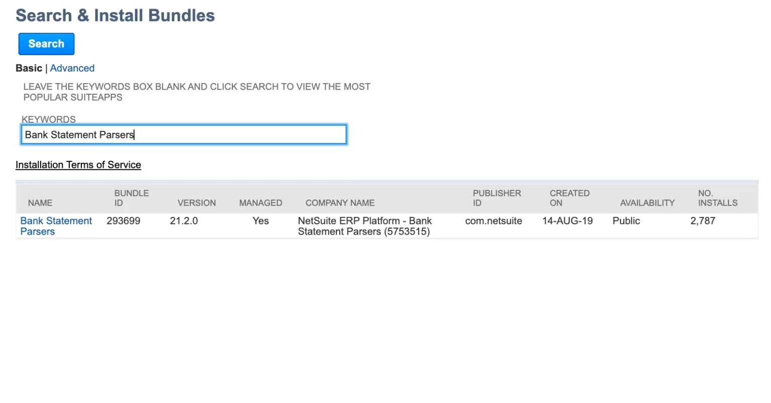 Install Bank Statement Parsers Bundle
