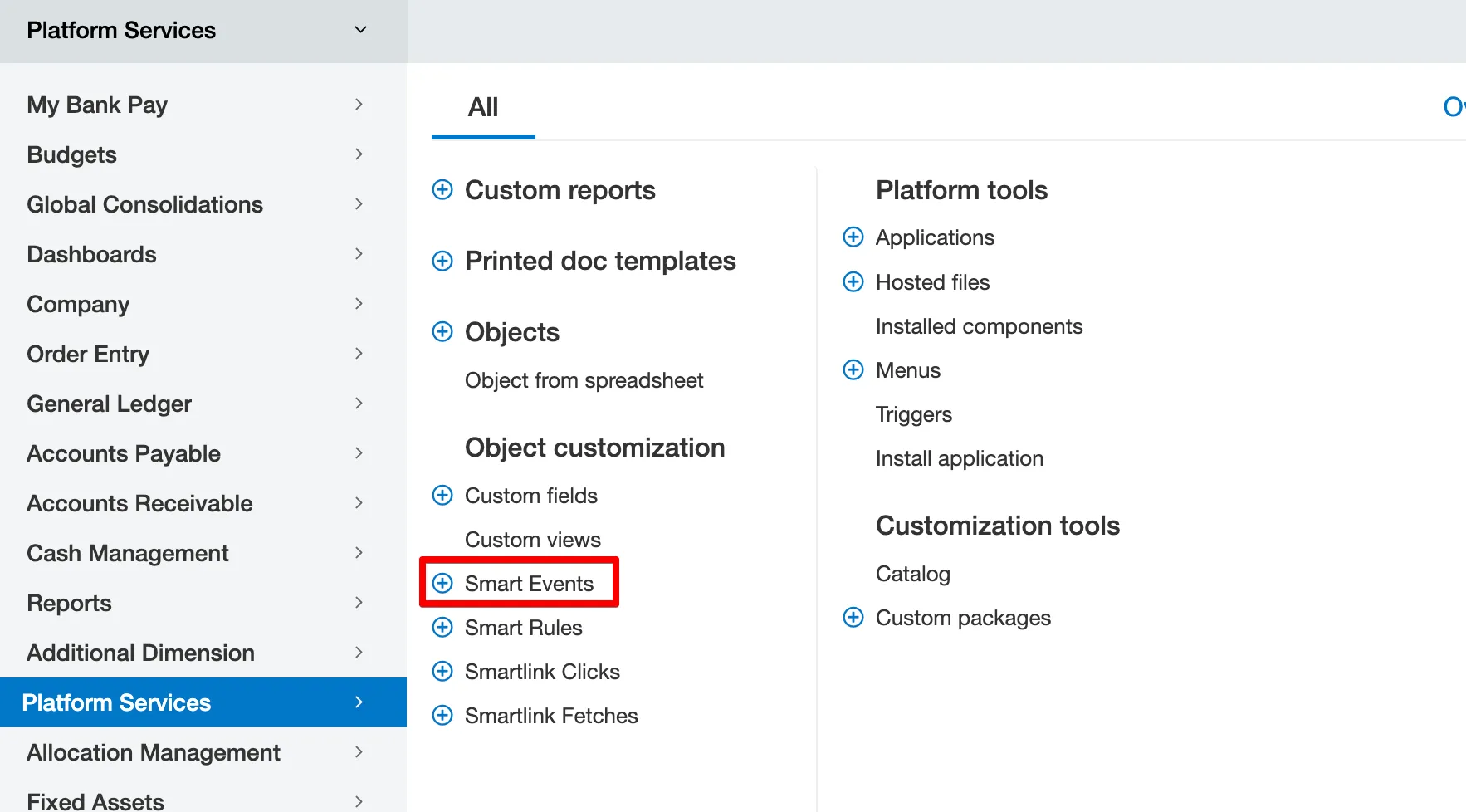 Navigate to "Smart Events"