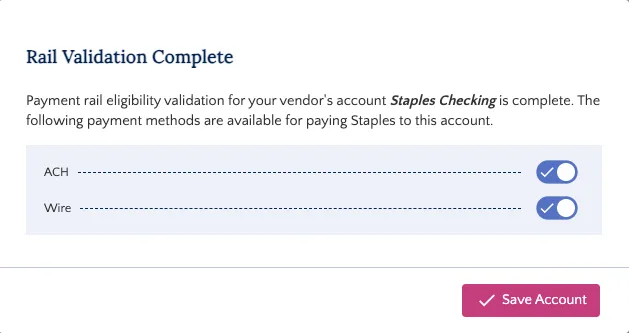 Payment Rail Validated